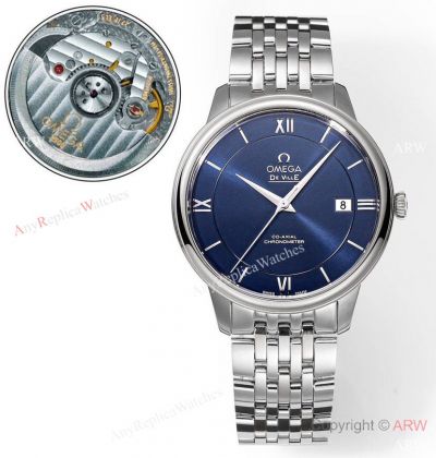 Swiss Made Replica Omega DeVille Prestige Co-Axial calibre 2500 Blue Dial Steel Watches